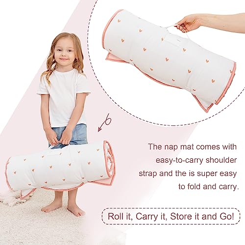 Cokouchyi Extra Large Toddler Nap mat by Cokouchyi, Toddler Sleeping Bag with Removable Pillow, Measures 53 x 21 x 1.5 Inches, Sleeping Mat for Girls, Ideal for Daycare and Preschool Kindergarten, Rainbow - Image 4