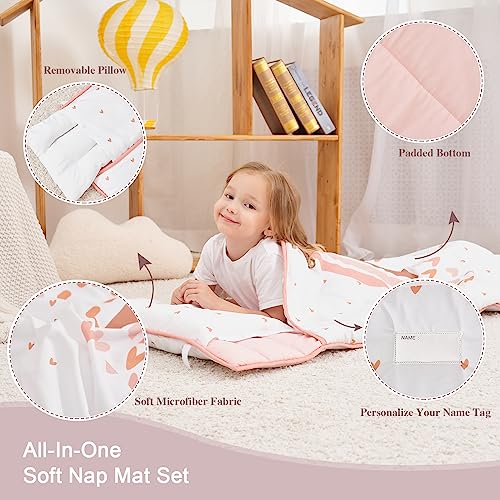 Cokouchyi Extra Large Toddler Nap mat by Cokouchyi, Toddler Sleeping Bag with Removable Pillow, Measures 53 x 21 x 1.5 Inches, Sleeping Mat for Girls, Ideal for Daycare and Preschool Kindergarten, Rainbow - Image 5