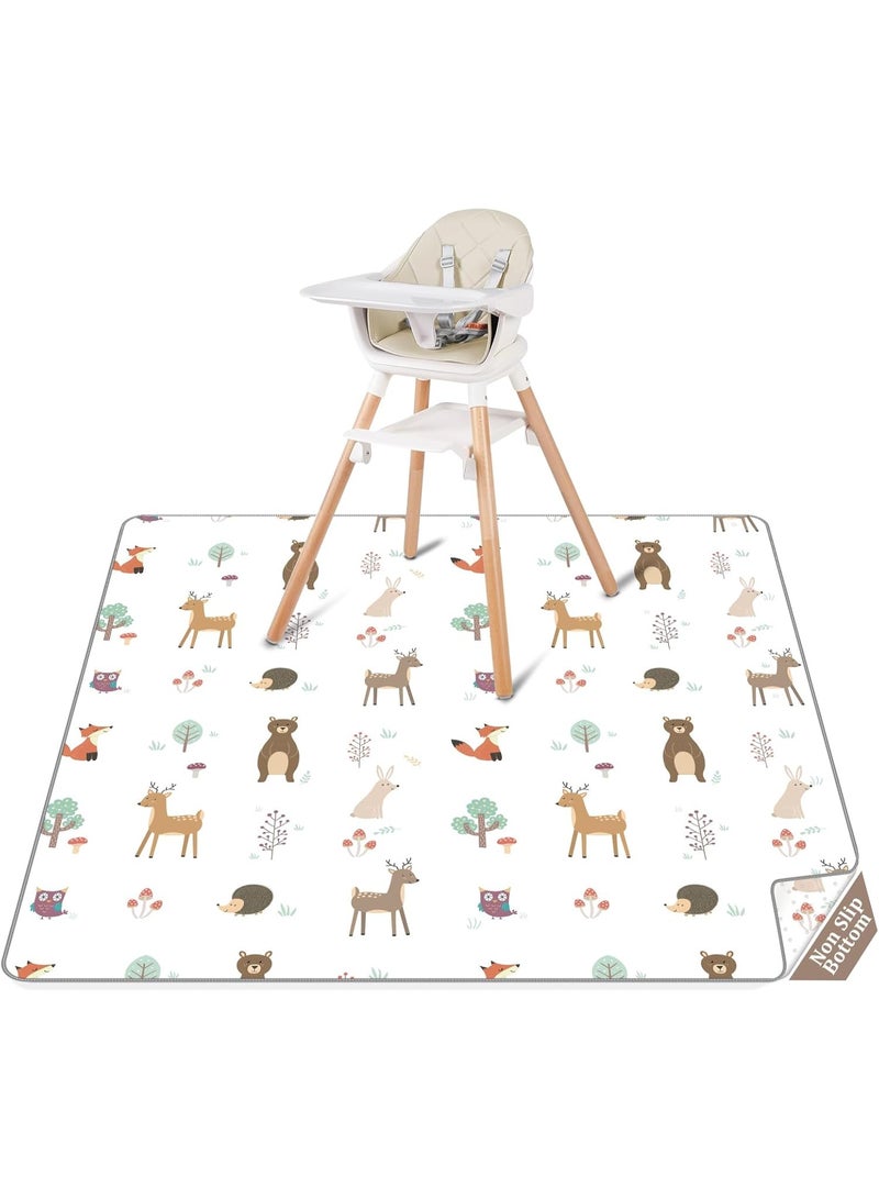 CLYMENE CLYMENE Splat Mat for Under High Chair | 51x51 Inch Anti-Slip Baby Splash Mat | Waterproof & Washable Spill Mat for Highchair Floor and Infant Play (Woodland Tale) - Image 1