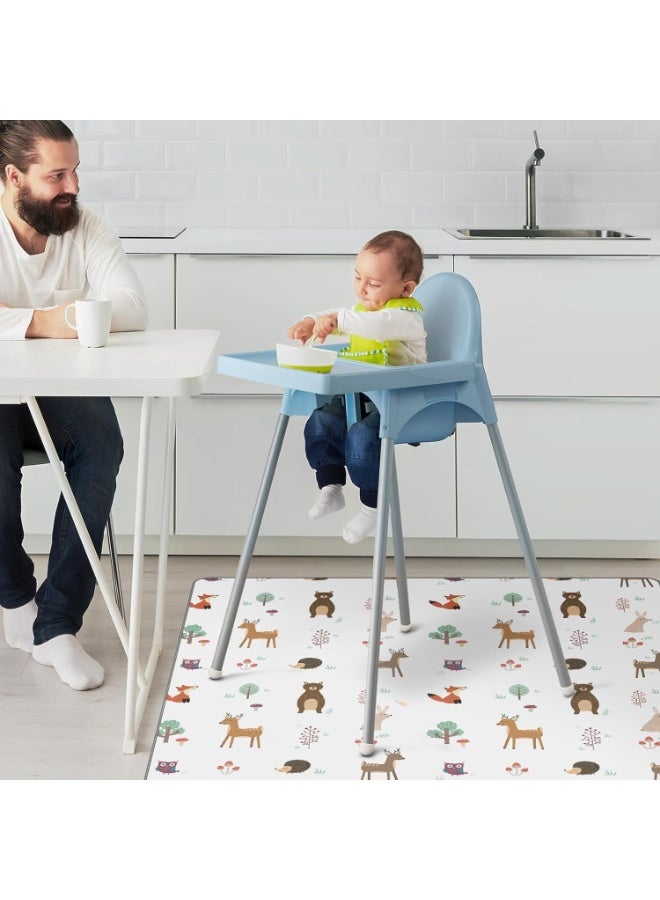 CLYMENE CLYMENE Splat Mat for Under High Chair | 51x51 Inch Anti-Slip Baby Splash Mat | Waterproof & Washable Spill Mat for Highchair Floor and Infant Play (Woodland Tale) - Image 3