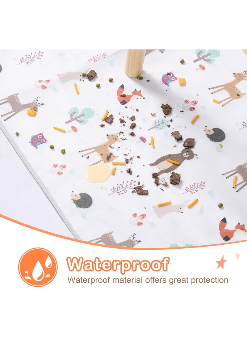 CLYMENE CLYMENE Splat Mat for Under High Chair | 51x51 Inch Anti-Slip Baby Splash Mat | Waterproof & Washable Spill Mat for Highchair Floor and Infant Play (Woodland Tale) - Image 2