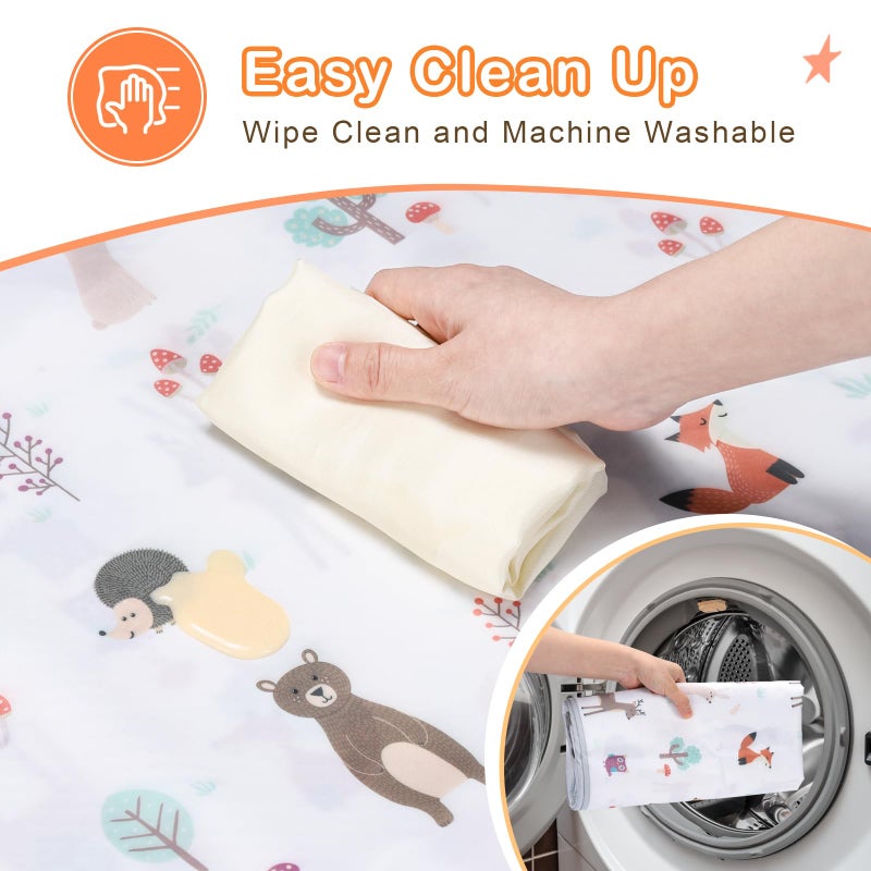 CLYMENE Splat Mat for Under High Chair | 51x51 Inch Anti-Slip Baby Splash Mat | Waterproof & Washable Spill Mat for Highchair Floor and Infant Play (Woodland Tale) - Image 5