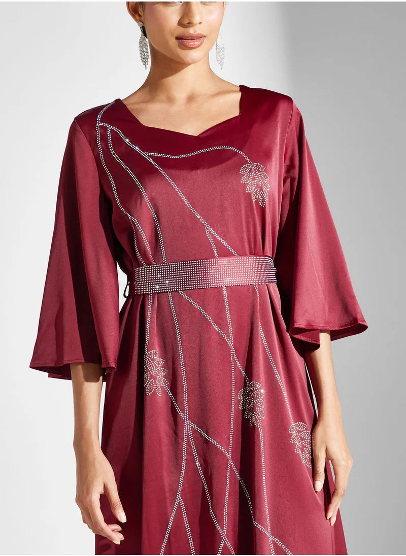 Khizana Embellished Detail Jalabiya
