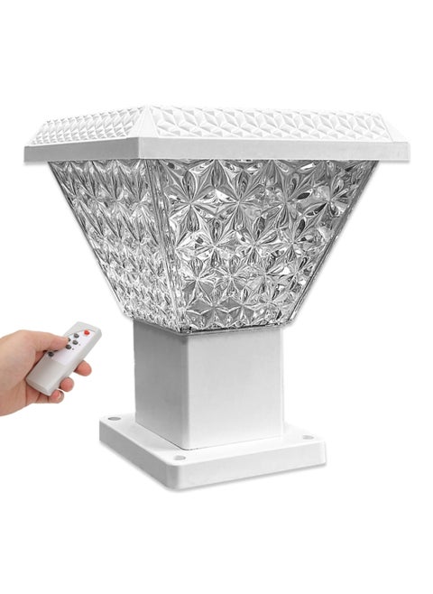 Solar Garden Post Light-30Cm-White, Remote-Controlled LED Outdoor Solar Lamp, 3000K(Warm)/4000K(Neutral)/6500K(Cool) White Light, 3 Color Changing, 7500 MAh Battery, For Fence Deck Garden Yard Patio
