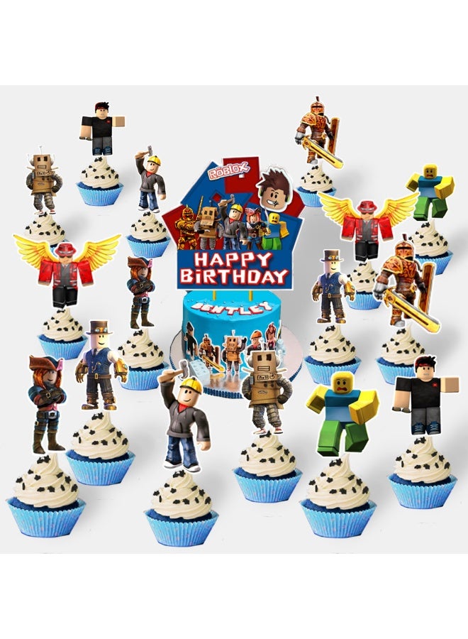 Roblox Theme Birthday Theme Party Decoration Supplies Banner Cake Toppers Balloon Set - Image 3