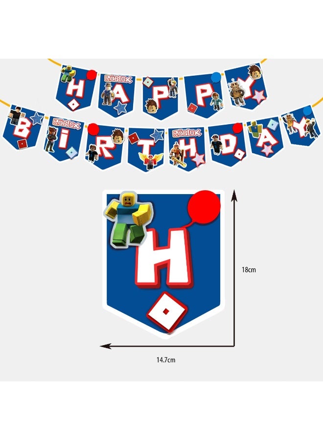 Roblox Theme Birthday Theme Party Decoration Supplies Banner Cake Toppers Balloon Set - Image 4