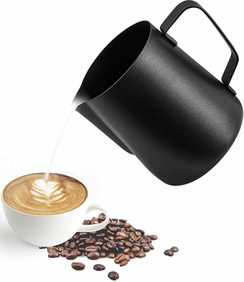 MIBRU Stainless Steel Espresso Coffee Pitcher Barista Kitchen Home Craft Scale Coffee Latte Milk Frothing Jug , (Black, 350ml) Ø§Ø¨Ø±ÙŠÙ‚ ØªØ¨Ø®ÙŠØ± Ø­Ù„ÙŠØ¨