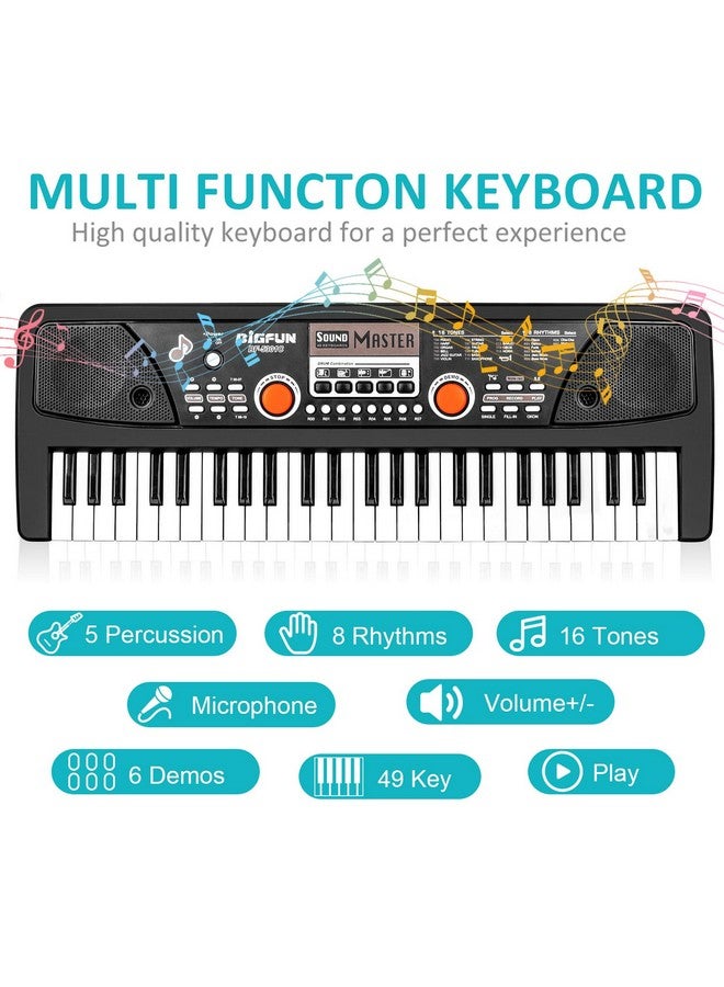 M SANMERSEN Kids Keyboard with Microphone, Kids Piano Keyboard for Beginners Electronic Piano with MP3 Function/Audio Cable/ 16 Tones/ 49 Keys Music Toy Keyboards for Boys Girls Ages 3-12 - Image 4
