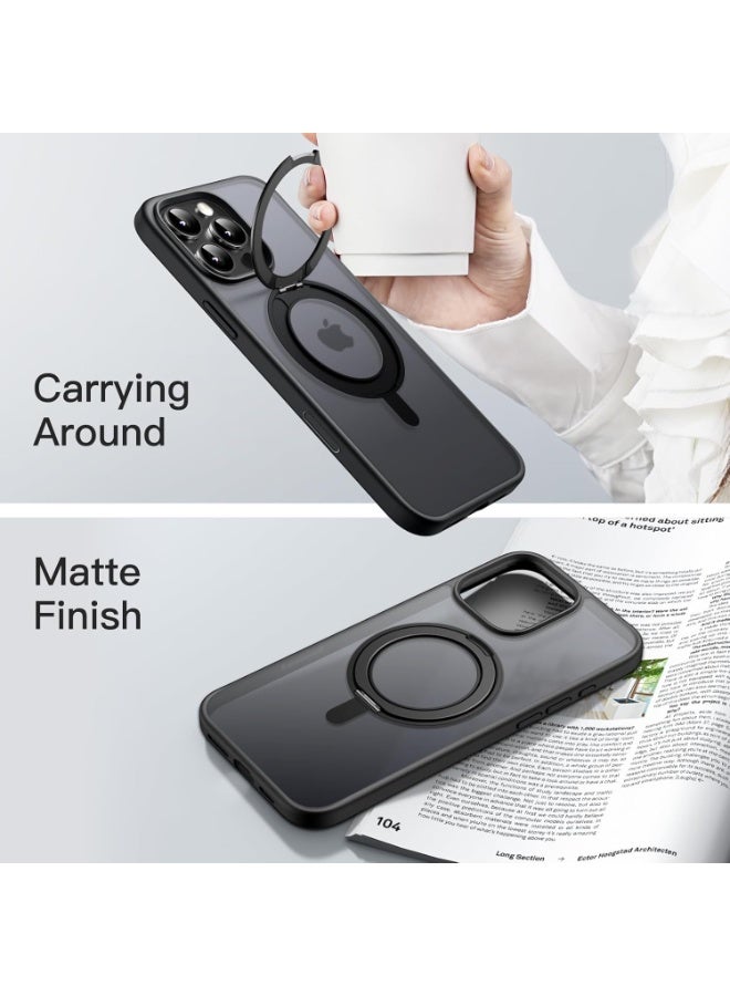 Jetech Magnetic Stand for iPhone 16 Pro Case with Invisible Kickstand Rotatable,[Fit for Magsafe] Slim Cute Matte Translucent Military Grade Shockproof Phone Cover 6.3 inch-Black - Image 3