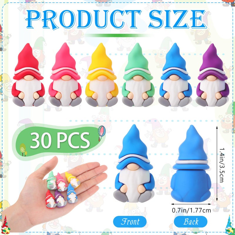 DoubleFill 30 Pcs Mini Gnomes Figurines Tiny Fairy Rubber Gnomes Statue Garden Bulk for Goody Bag Stuffers Filler Party Favors Gifts Decor Dwarf Statues Garden Dollhouse Micro Landscape Accessories - Image 2