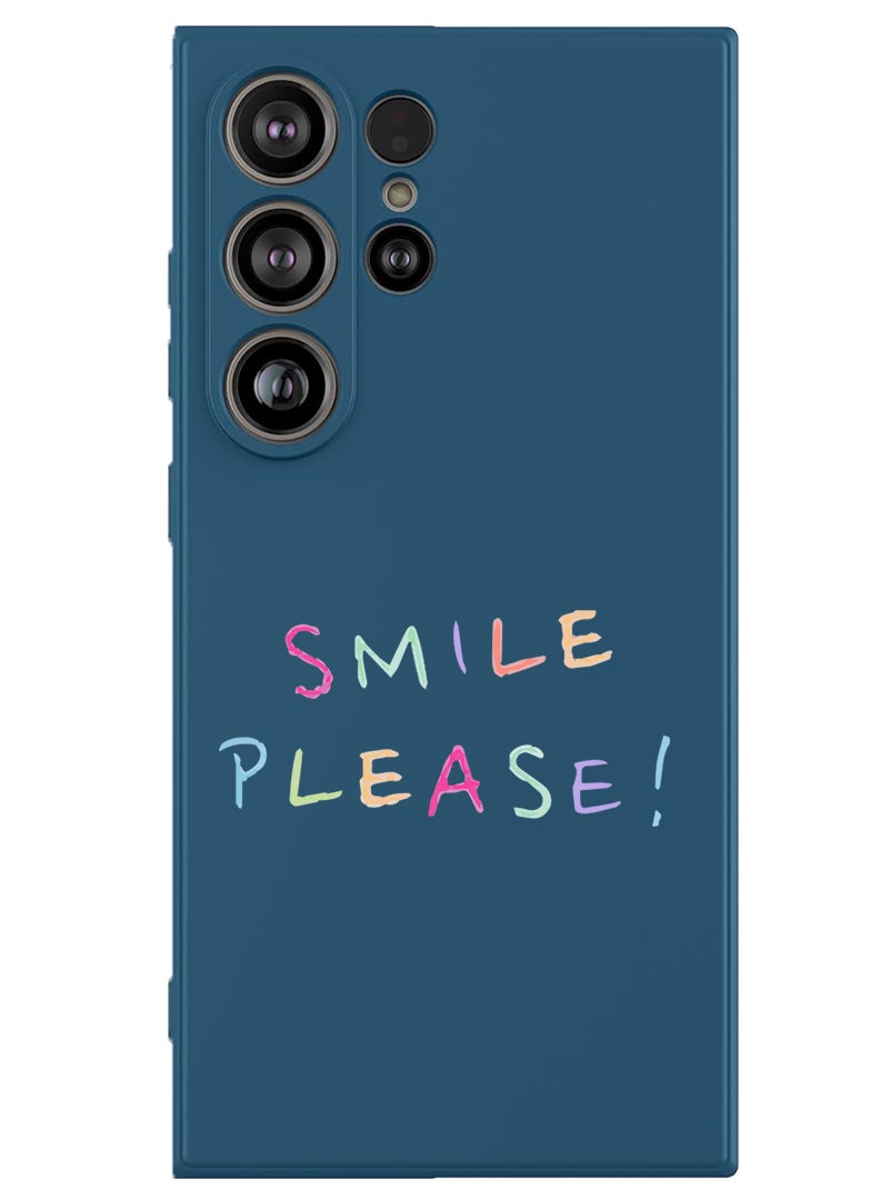 Theodor Protective Slim Fit Case Liquid Silicone Cover with Full Body Protection Anti-Scratch Shockproof Case For Samsung Galaxy S25 Ultra (Blue) - Smile please - Image 1