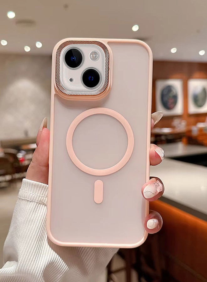 Premium Shockproof MagSafe Case for iPhone 13 with Metal Camera Frame – Stylish Matte Magnetic Mobile Cover for Men, Women & Youth – Anti-Fingerprint, Camera Protection, Drop Resistant (Pink) - Image 1