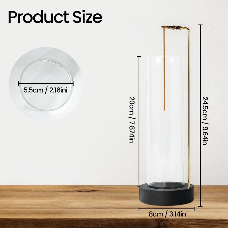 GARMOLY Incense Holder for Sticks, Anti-Ash Flying Incense Burner with 30 Incense Sticks, Detachable Glass Ash Catcher (Black, 2Pcs - Image 2
