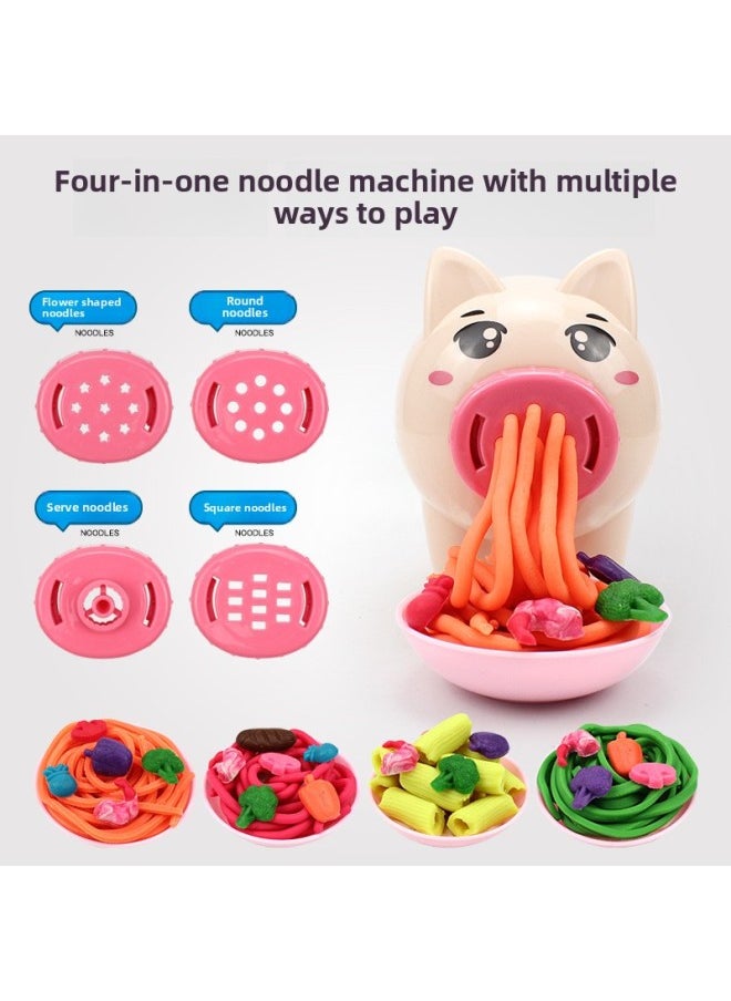 Generic - Children's Colored Mud Piglet Noodle Machine Plasticine Ice Cream Mold Tools Suit Clay Toys Zhao Zhisun-Color:Piggy Noodle Maker Dumplings + Multifunctional Ice Cream + 24 Clay✓-Specifications:Other✓ - Image 1