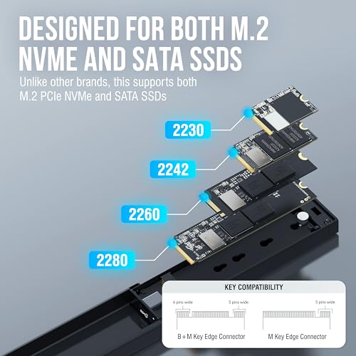 SABRENT USB 3.2 10Gbps Type C Tool Free NVMe External Enclosure Case for M.2 PCIe NVMe and SATA SSDs (EC-SNVE) - Image 3