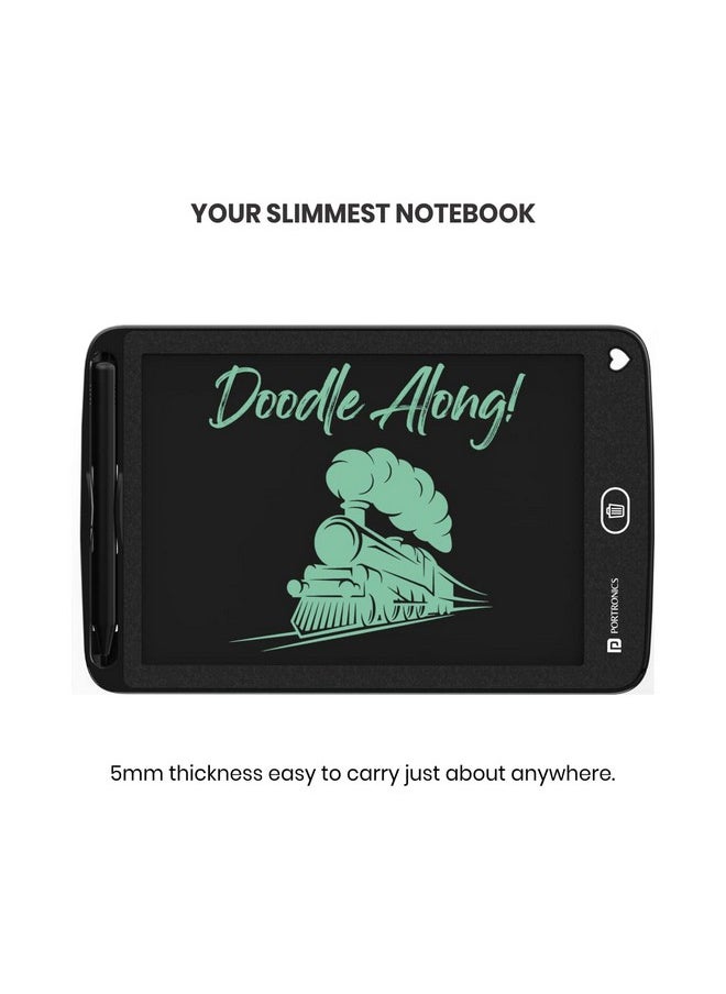 Portronics - Portronics Ruffpad 8.5E Re-Writable LCD Writing Pad with Screen 21.5cm (8.5-inch) for Drawing, Playing, Handwriting Gifts for Kids & Adults, India's first notepad to save and share your child's first creatives via Ruffpad app on your Smartphone(Black) - Image 1