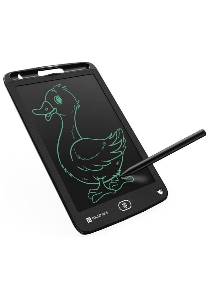 Portronics - Portronics Ruffpad 8.5E Re-Writable LCD Writing Pad with Screen 21.5cm (8.5-inch) for Drawing, Playing, Handwriting Gifts for Kids & Adults, India's first notepad to save and share your child's first creatives via Ruffpad app on your Smartphone(Black) - Image 1