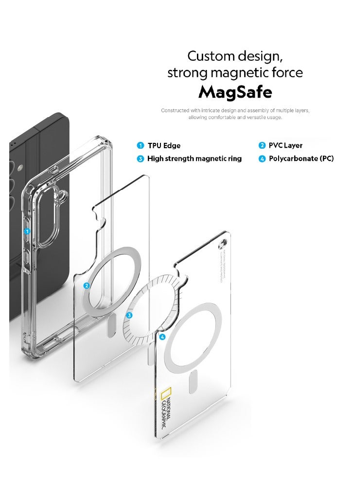 NATIONAL GEOGRAPHIC حافظة ناتشونال جيوغرافيك ماغسيف القوية الشفافة لجالاكسي S25 ألترا - شفافة - Image 4