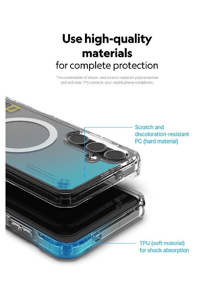 NATIONAL GEOGRAPHIC حافظة ناتشونال جيوغرافيك ماغسيف القوية الشفافة لجالاكسي S25 ألترا - شفافة - Image 3