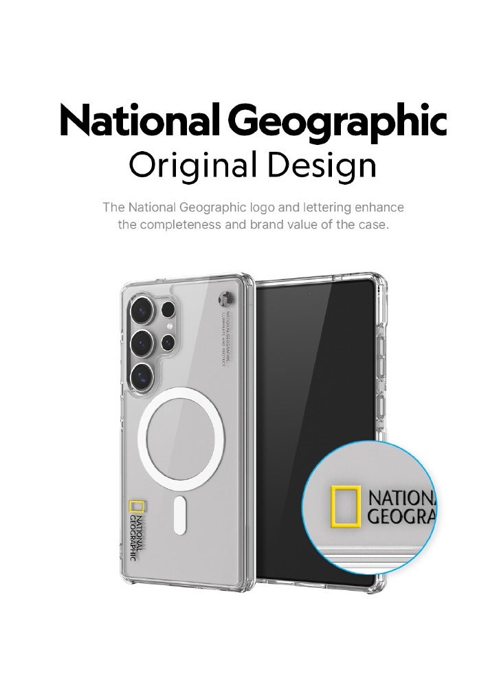 NATIONAL GEOGRAPHIC حافظة ناتشونال جيوغرافيك ماغسيف القوية الشفافة لجالاكسي S25 ألترا - شفافة - Image 2