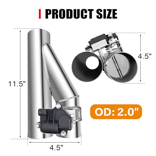peastorm 2 Inch Electric Exhaust Cutout with Elbow Valved Muffler Valvetronic Exhaust Valve Kit - Image 2