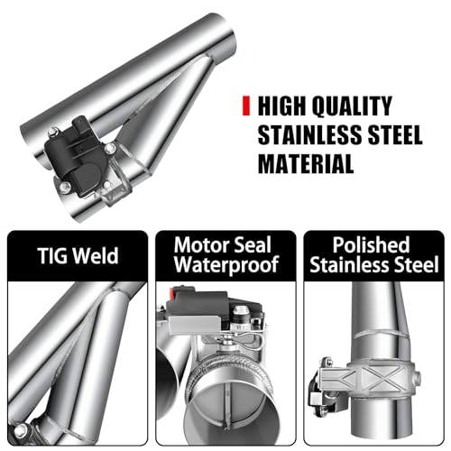 peastorm 2 Inch Electric Exhaust Cutout with Elbow Valved Muffler Valvetronic Exhaust Valve Kit - Image 4
