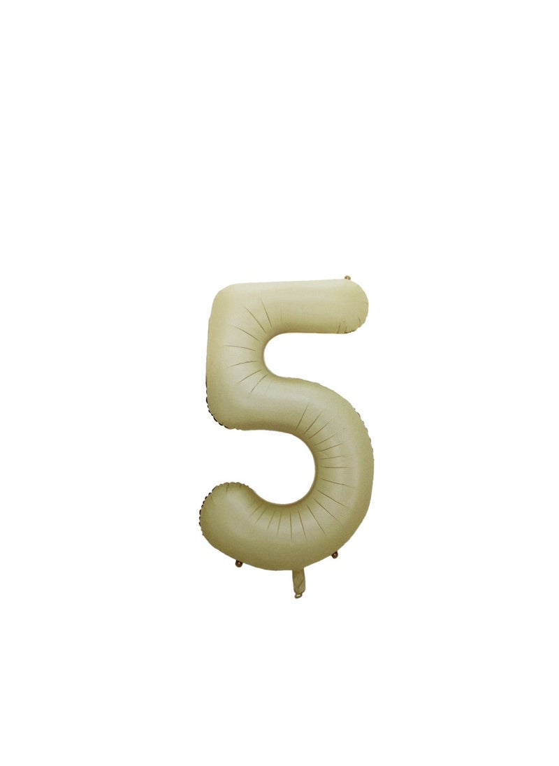 PARTY FUN 16 Inch Foil Number Balloon Elegant Oat Colored No. 5 for Stylish Celebrations - Image 1