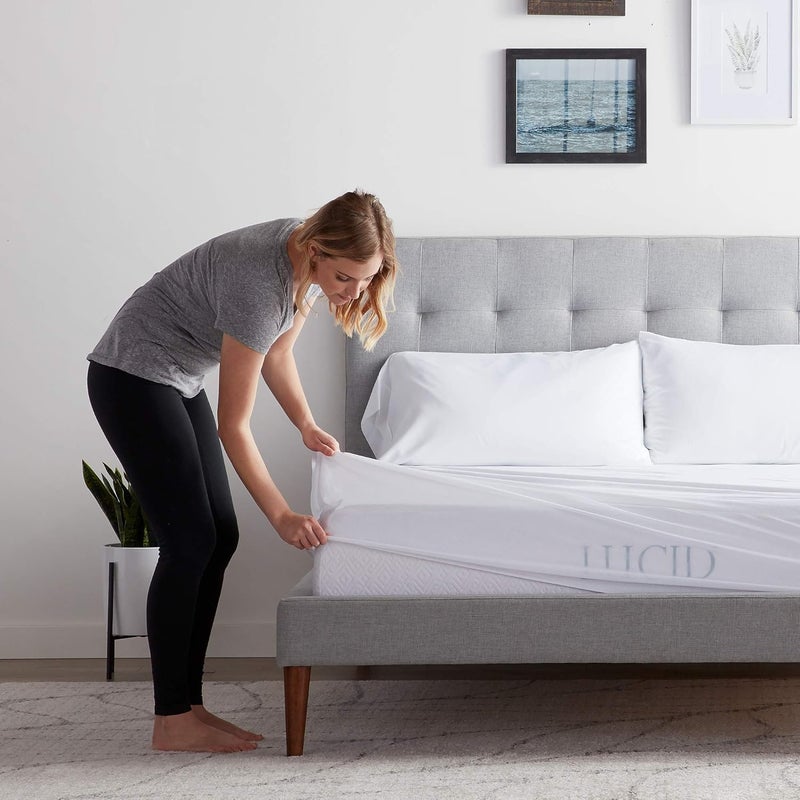 LUCID Premium Rayon Bamboo Jersey Mattress Protector - Ultra Soft - Waterproof - Low Noise - 140 x 200 cm - Image 2