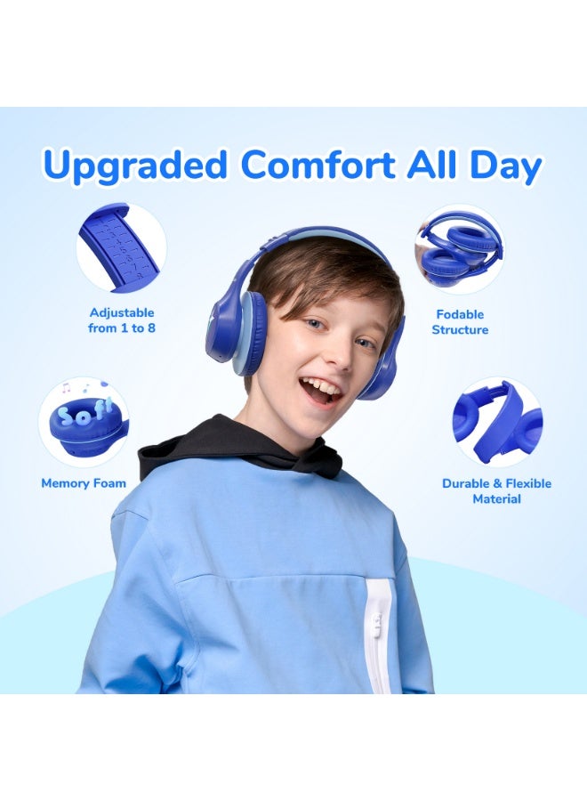 إيرفن سماعات EarFun K4 بلوتوث للأطفال، سماعات لاسلكية بإضاءة LED، محدد مستوى صوت 74/85/94 ديسيبل للحماية، ميكروفون مدمج، وقت تشغيل يصل إلى 90 ساعة، Bluetooth 5.4، تصميم فوق الأذن مناسب للآيباد والتابلت والكمبيوتر والسفر والمدرسة. - Image 5