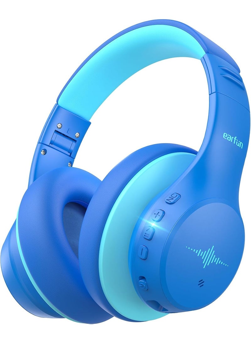 إيرفن سماعات EarFun K4 بلوتوث للأطفال، سماعات لاسلكية بإضاءة LED، محدد مستوى صوت 74/85/94 ديسيبل للحماية، ميكروفون مدمج، وقت تشغيل يصل إلى 90 ساعة، Bluetooth 5.4، تصميم فوق الأذن مناسب للآيباد والتابلت والكمبيوتر والسفر والمدرسة. - Image 1