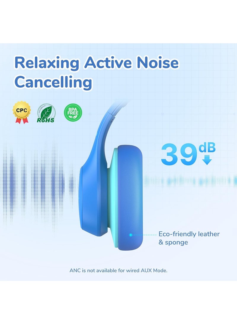 إيرفن سماعات EarFun K4 بلوتوث للأطفال، سماعات لاسلكية بإضاءة LED، محدد مستوى صوت 74/85/94 ديسيبل للحماية، ميكروفون مدمج، وقت تشغيل يصل إلى 90 ساعة، Bluetooth 5.4، تصميم فوق الأذن مناسب للآيباد والتابلت والكمبيوتر والسفر والمدرسة. - Image 3