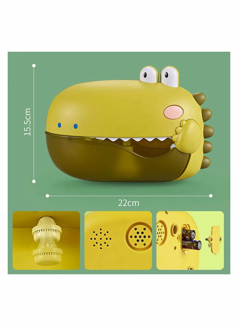 SYOSI - Bubble Bath Toy Bath Toys Automatically Bubbles Baby Bath Toys Baby Bubble Machine for Tub and Plays 12 Childrens Songs Cute Dinosaur Bathtub Toys Bubble Maker, Green - Image 1