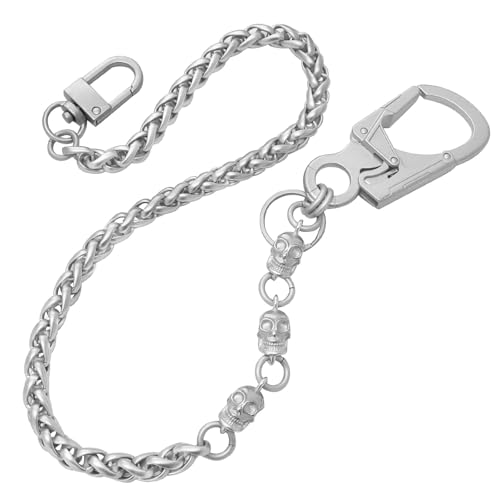 Ahiller Skull Pants Chain for Men,25''Heavy Punk Biker Anti-Theft Wallet Chains for Keys,Jeans,Belt Goth Accessories(KLDLL-BK-Silver-1P) - Image 1