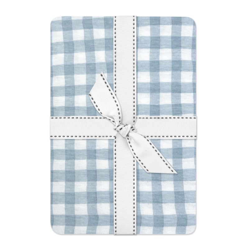 Butterblu Frankie Fitted Crib Sheet 100% Organic Cotton for Baby & Toddler Mattress, Breathable for Boys & Girls, Blue Check, One Size - Image 1
