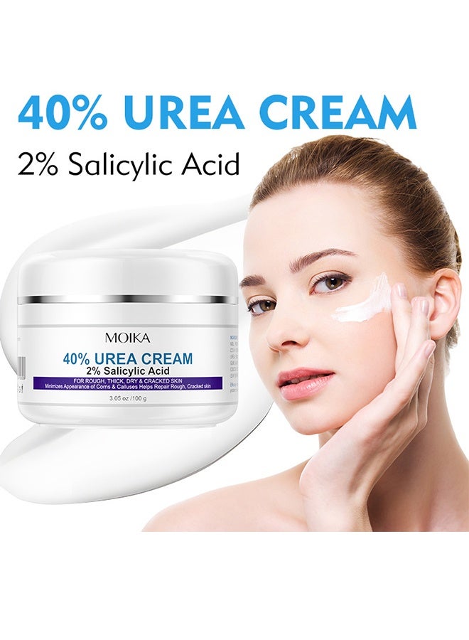 مويكا كريم اليوريا - 40٪ بالإضافة إلى حمض الساليسيليك 2٪ ، كريم القدم للكعب الجاف المتشقق ، القدمين ، الركبتين ، المرفقين ، اليدين ، الجلد الميت للبشرة ، مزيل الكالس ، منعم أظافر القدم ، إصلاح حاجز البشرة المحلل للقرنية - Image 2