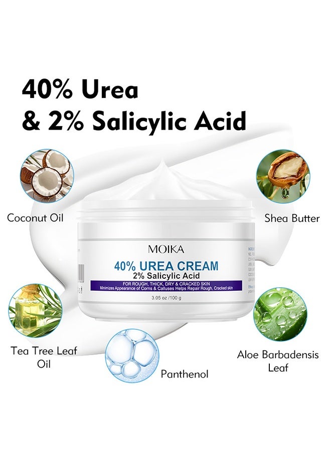 مويكا كريم اليوريا - 40٪ بالإضافة إلى حمض الساليسيليك 2٪ ، كريم القدم للكعب الجاف المتشقق ، القدمين ، الركبتين ، المرفقين ، اليدين ، الجلد الميت للبشرة ، مزيل الكالس ، منعم أظافر القدم ، إصلاح حاجز البشرة المحلل للقرنية - Image 3