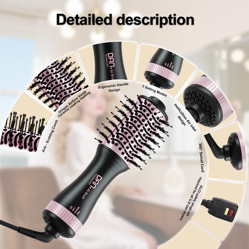 DAN Technology DAN (100V-240V) Auto Dual Voltage Hair Dryer Brush,Travel Hair Dryer Brush with Multi-Function Plug Adapter,Mini Blow Dryer Brush for Home and International Travel - Image 5