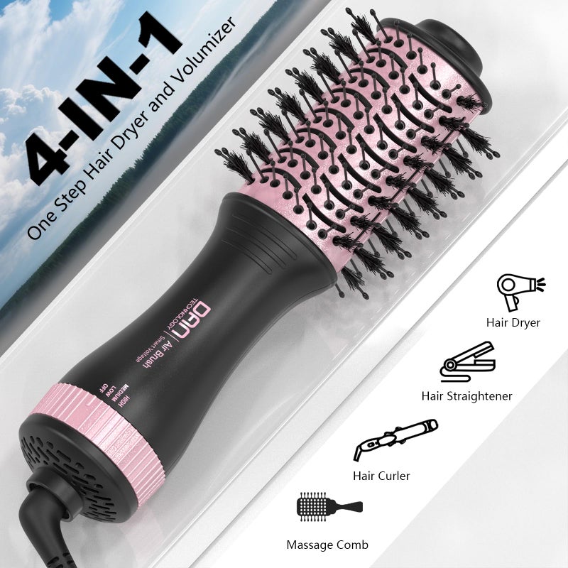 DAN Technology DAN (100V-240V) Auto Dual Voltage Hair Dryer Brush,Travel Hair Dryer Brush with Multi-Function Plug Adapter,Mini Blow Dryer Brush for Home and International Travel - Image 4