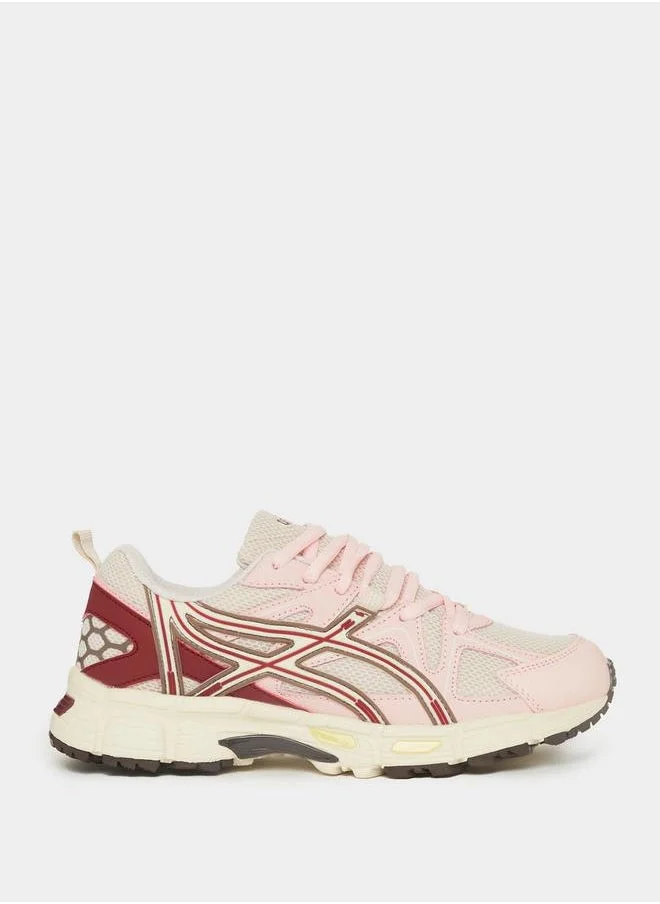 Styli Textured Web Design Lace-Up Sneakers