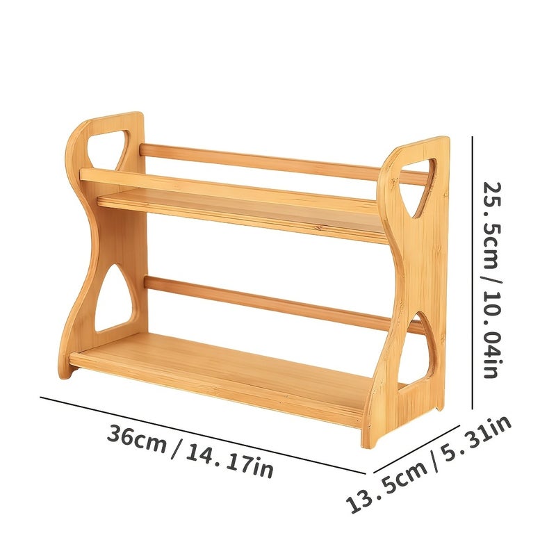 Bamboo Multi-Tier Spice Rack Cabinet Organizer – 2 Tier Shelving for Kitchen Cabinets, Cupboards And Pantries (No Jars/Bottles Included) - Image 1