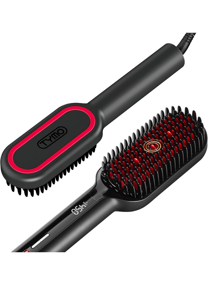 TYMO TYMO Hair Straightener Brush  Upgraded Ionic Plus Straightening Brush with Dense Bristles 16 Temps Dual Voltage  Ceramic Hot Comb for Women  Flat Iron for Thick Curly Hair 