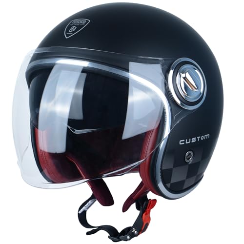 BEON Open Face Motorcycle Helmet for Adults DOT ApprovedMoped 34 Half Vespa Vintage Helmet with Dual Visors for Men and Women - Image 1