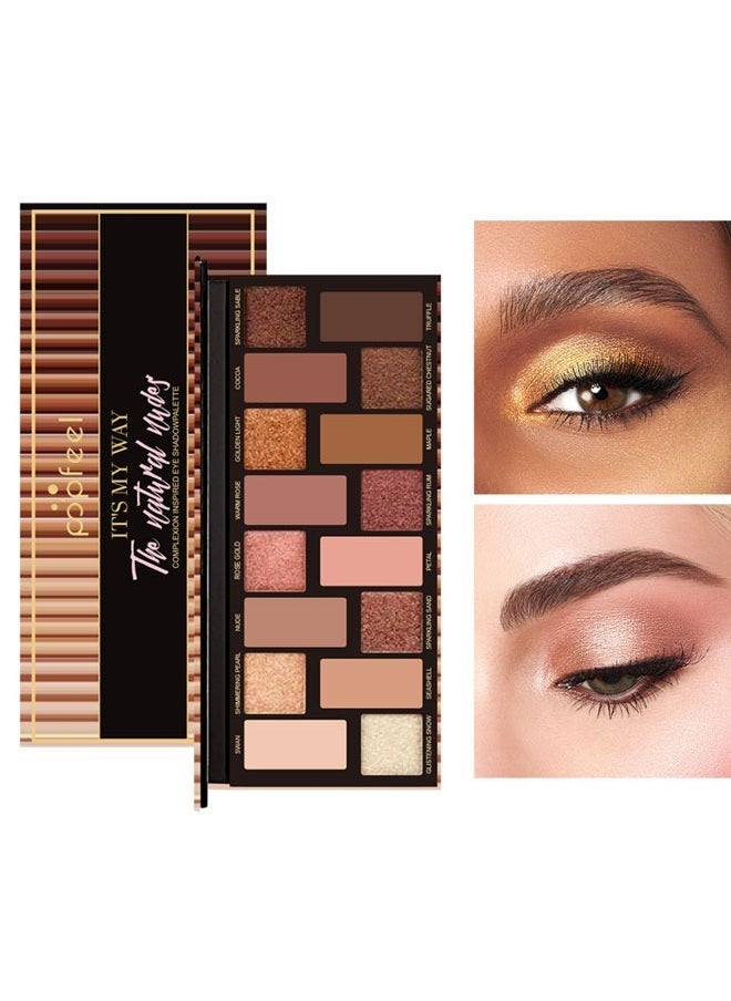 popfeel Gift for Eyeshadow Palette Organic Eyeshadow 16 Colors Highly Pigmented Eyeshadow Metallic Colorful Eyeshadow Palette Long Lasting Nude Eyeshadow Shimmer Palette  - Image 1