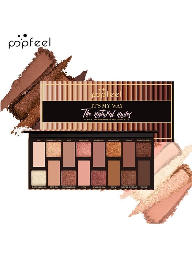 popfeel Gift for Eyeshadow Palette Organic Eyeshadow 16 Colors Highly Pigmented Eyeshadow Metallic Colorful Eyeshadow Palette Long Lasting Nude Eyeshadow Shimmer Palette  - Image 2