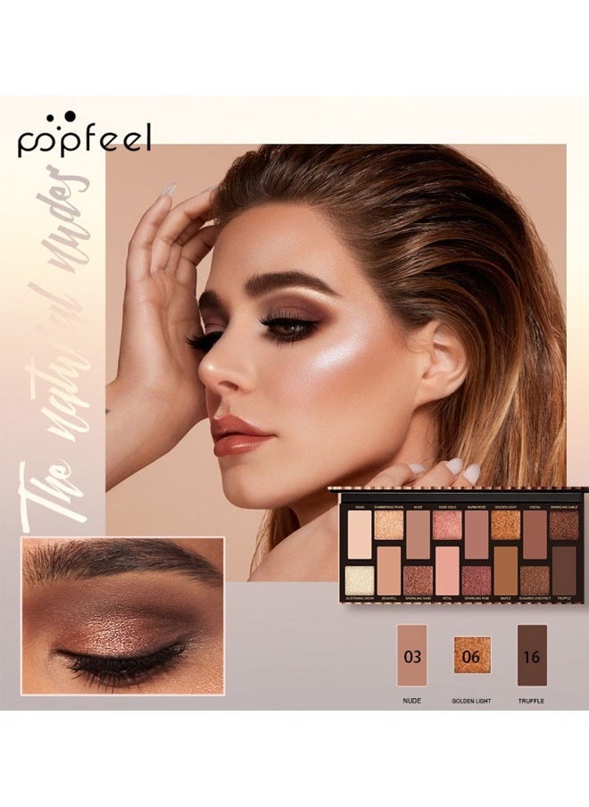 popfeel Gift for Eyeshadow Palette Organic Eyeshadow 16 Colors Highly Pigmented Eyeshadow Metallic Colorful Eyeshadow Palette Long Lasting Nude Eyeshadow Shimmer Palette  - Image 4