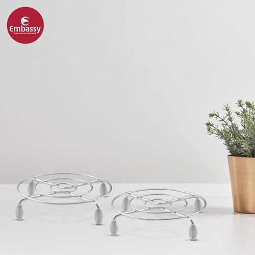 Embassy Stainless Steel Trivet/Hot Pot Stand for Kitchen, Round | Size - 14.5 cm | Pack of 6 | Heat Resistant Trivet | Cooker/Vessel Stands | Dining Table Stands for Hot Dishes - Image 2