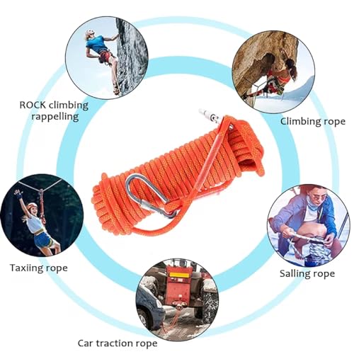 Oligitdi Static Outdoor Climbing Rope with 2 Hooks, 49FT Rappelling Rope for Travel, Hiking Safety Escape Rope, Outdoor, Mountaineering, Hauling - Image 5