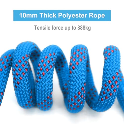 Oligitdi Static Outdoor Climbing Rope with 2 Hooks, 49FT Rappelling Rope for Travel, Hiking Safety Escape Rope, Outdoor, Mountaineering, Hauling - Image 4