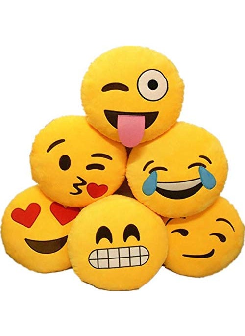 Supreme Home Collective Supreme Home Collective Plush Emoji Pillow Soft Round CrazyKissLaughLovingGrinningElation Decorative Cushion 11x11 inches28x28cm Pack of 6 
