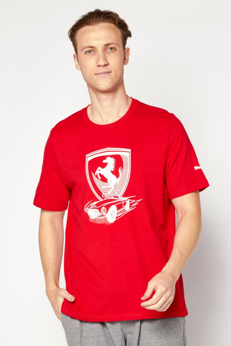 PUMA تي شيرت رياضي قصير الأكمام للرجال من بومة × سكوديريا فيراري، أحمر - Image 1